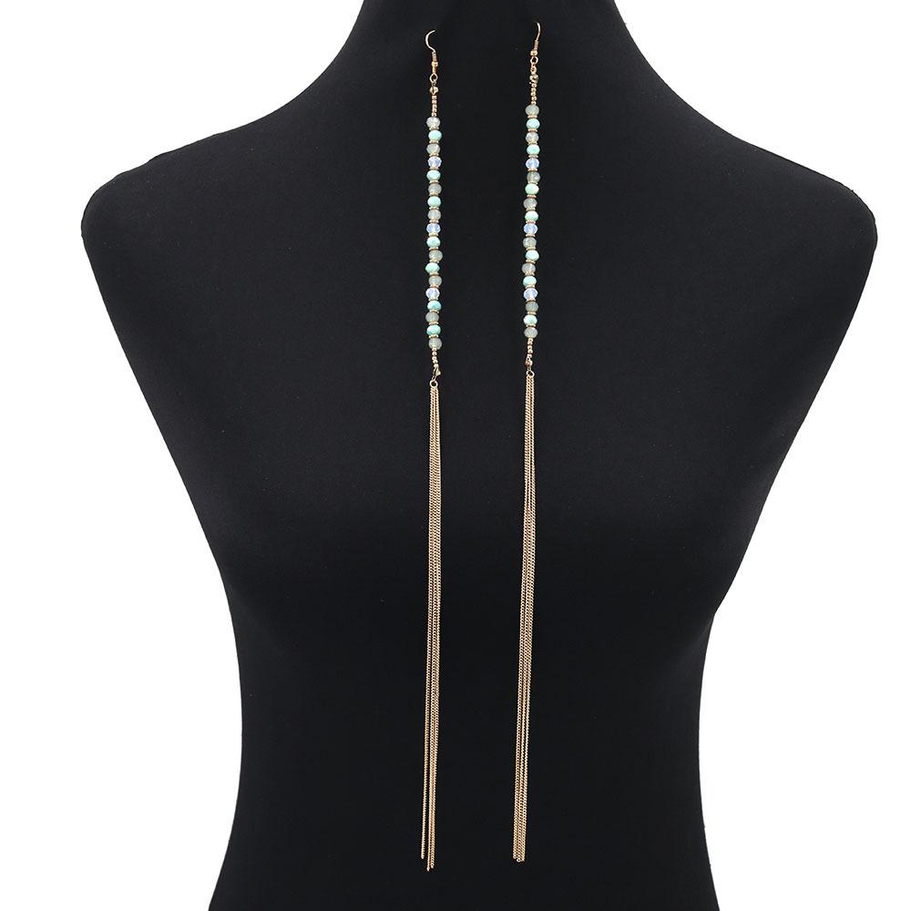 

Women s Geometric Green Bead Tassel Pendant Necklace