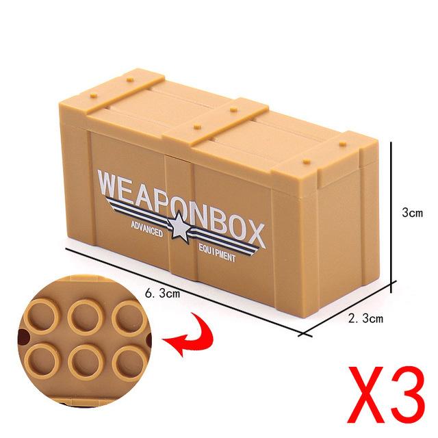MOC Militärzubehör Bausteine Soldatenfiguren Sandsack Hund Hindernis Camouflage Zelt Schaufel Waffenbox Spielzeug Kinder J038
