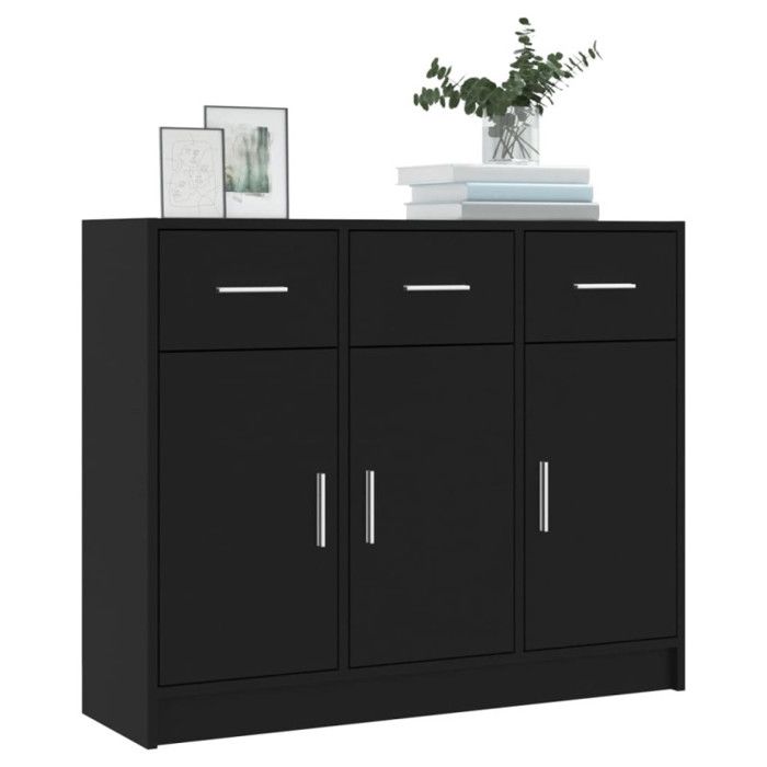 VidaXL Buffet noir 91x28x75 cm bois d'ingénierie 823009