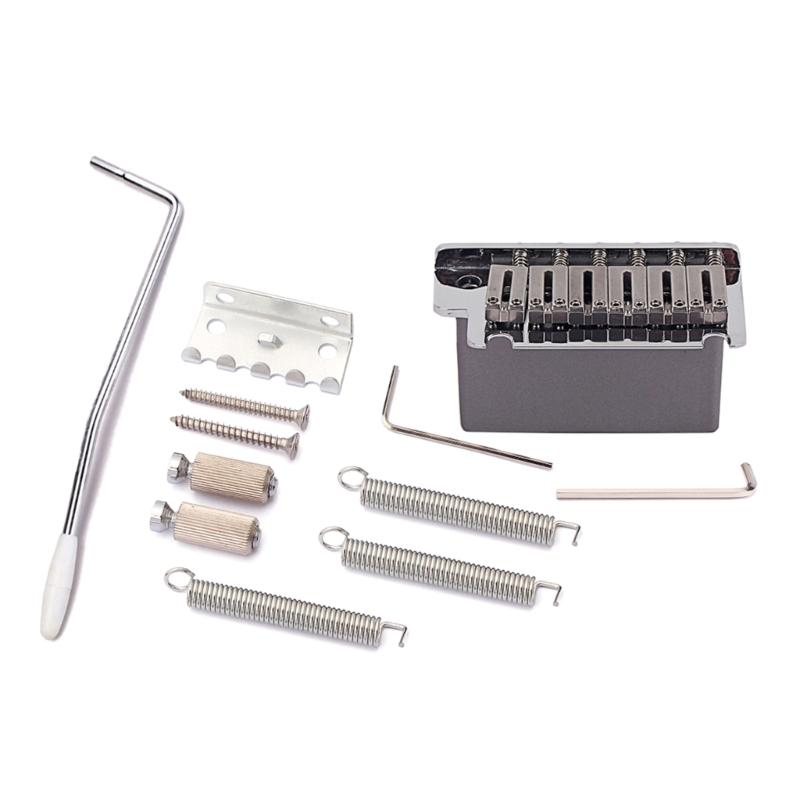 Electric Guitar Bridge Tremolo System Set with Whammy Bar for 6 String  Guitar Tailpiece Replacement Chrome