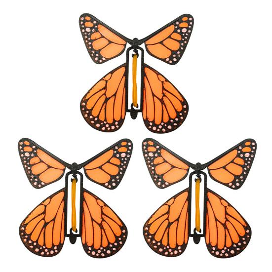 Wind Up Fluttering Butterfly Toy Flying Motion Butterfly Bookmarks with Rubber Band Mechanism Colorful Cardstock Wings