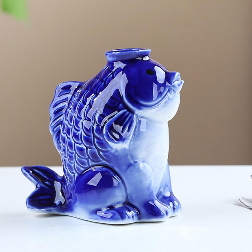Unique Ceramic Succulent Planter Fish-shaped Hydroponic Planter Desktop Decor