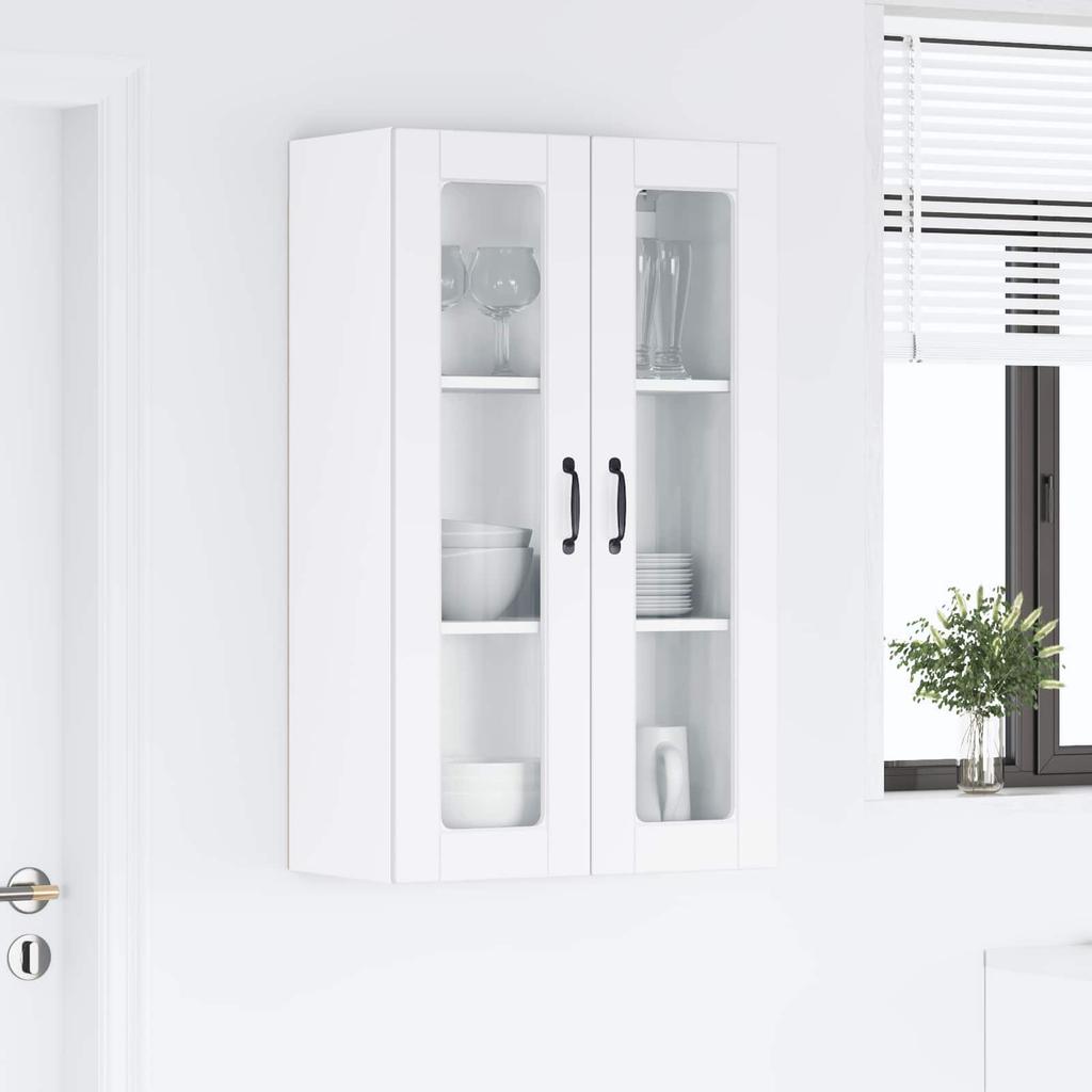 Wall Mounted Glass Cabinet PORTO White 60 x 31 x 100 cm Particleboard