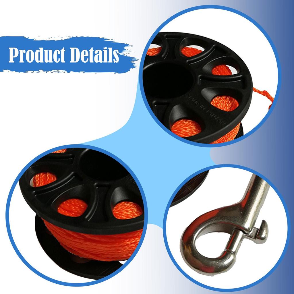 30M (98.43ft) Finger Diving Carabiner, Double Ended Snap Hook for Fishing And Underwater Sports