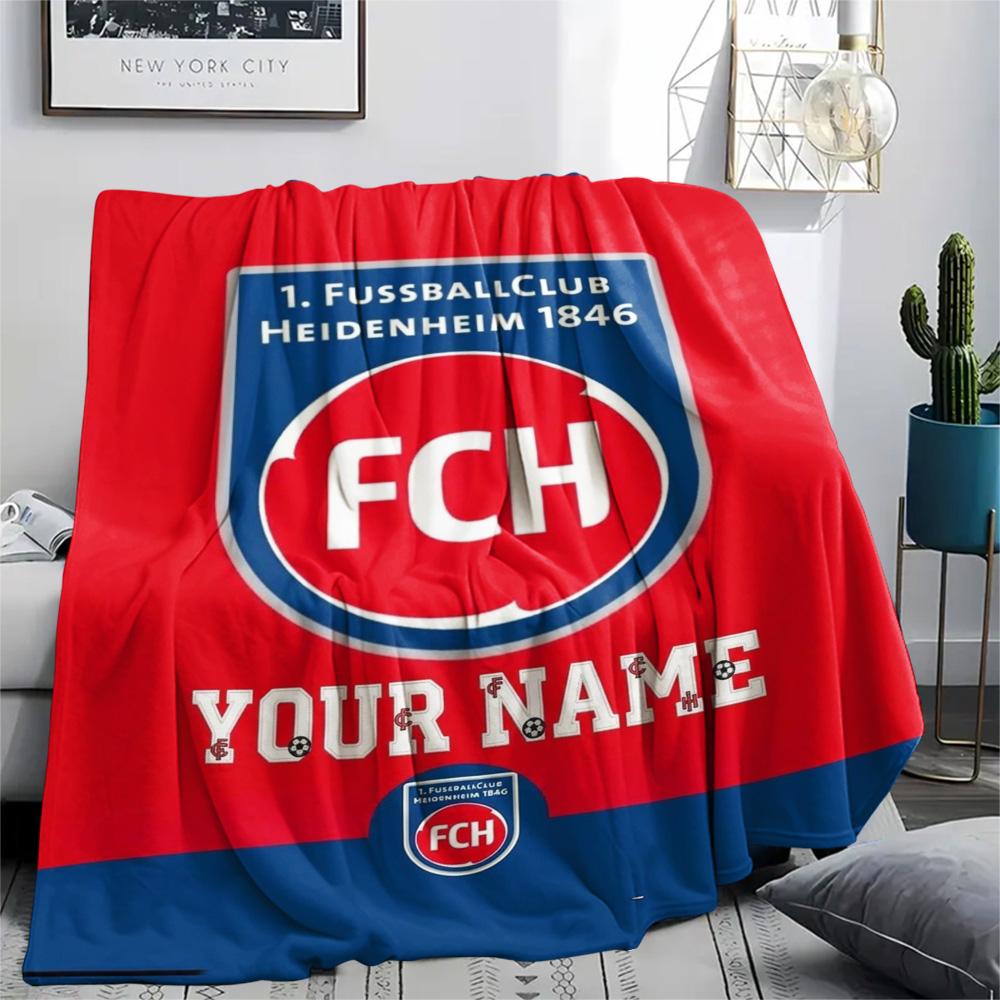 1 Stück FC Heidenheim Wappen Benutzerdefinierter Name Gemustert Flanelldecke Geeignet für Alle Jahreszeiten Für Heimdekoration Wärme Und Komfort Geschenke Feiertagsgeschenk