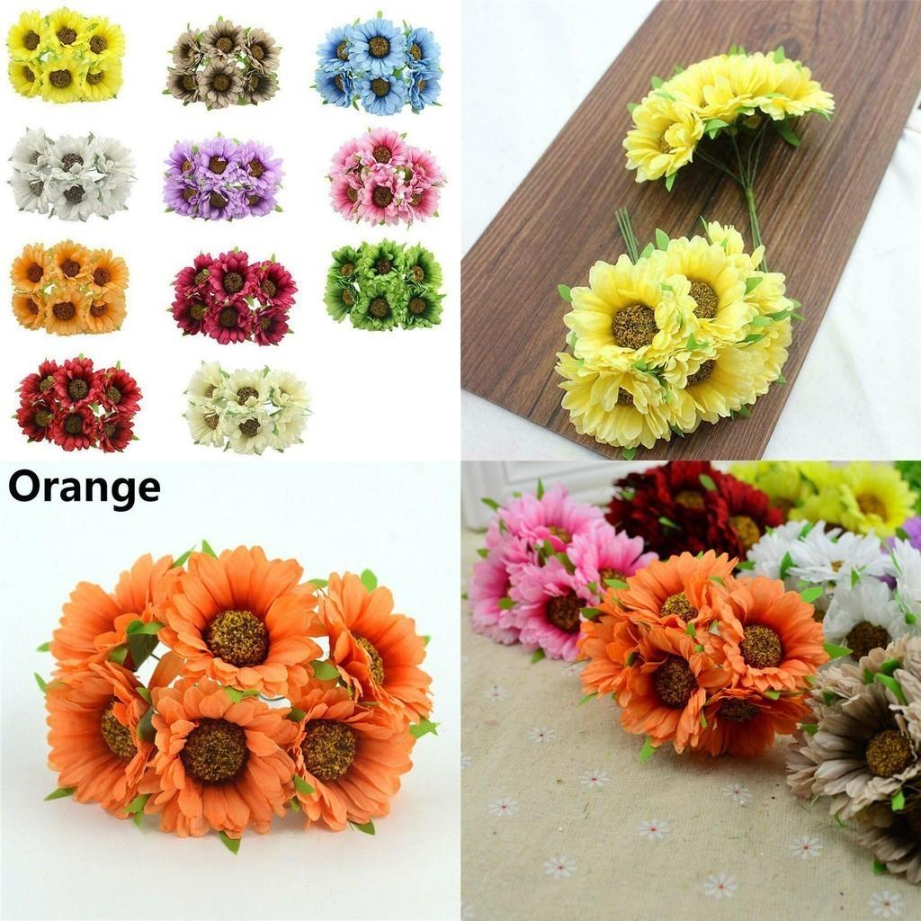 Lifelike 6pcs Artificial Gerbera Daisy Fake Silk Flower For Elegant Wedding Decor
