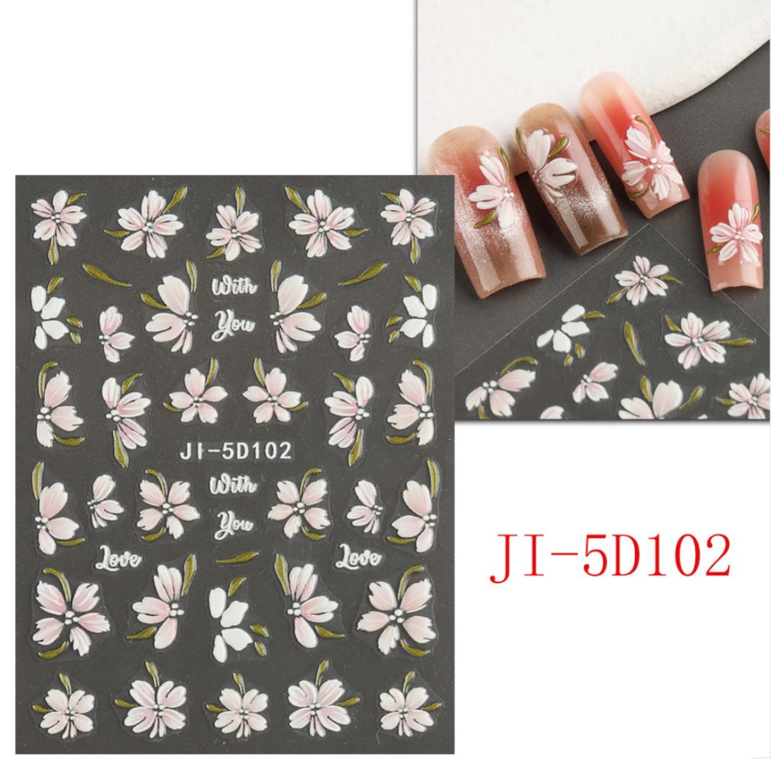 

3D-наклейка для укрепления ногтей, летняя свежая наклейка для ногтей с тиснением в виде лепестков камелии SD102