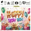 2D Happy 18th Birthday Backdrop Colorful Balloons Party Photography Background Banner