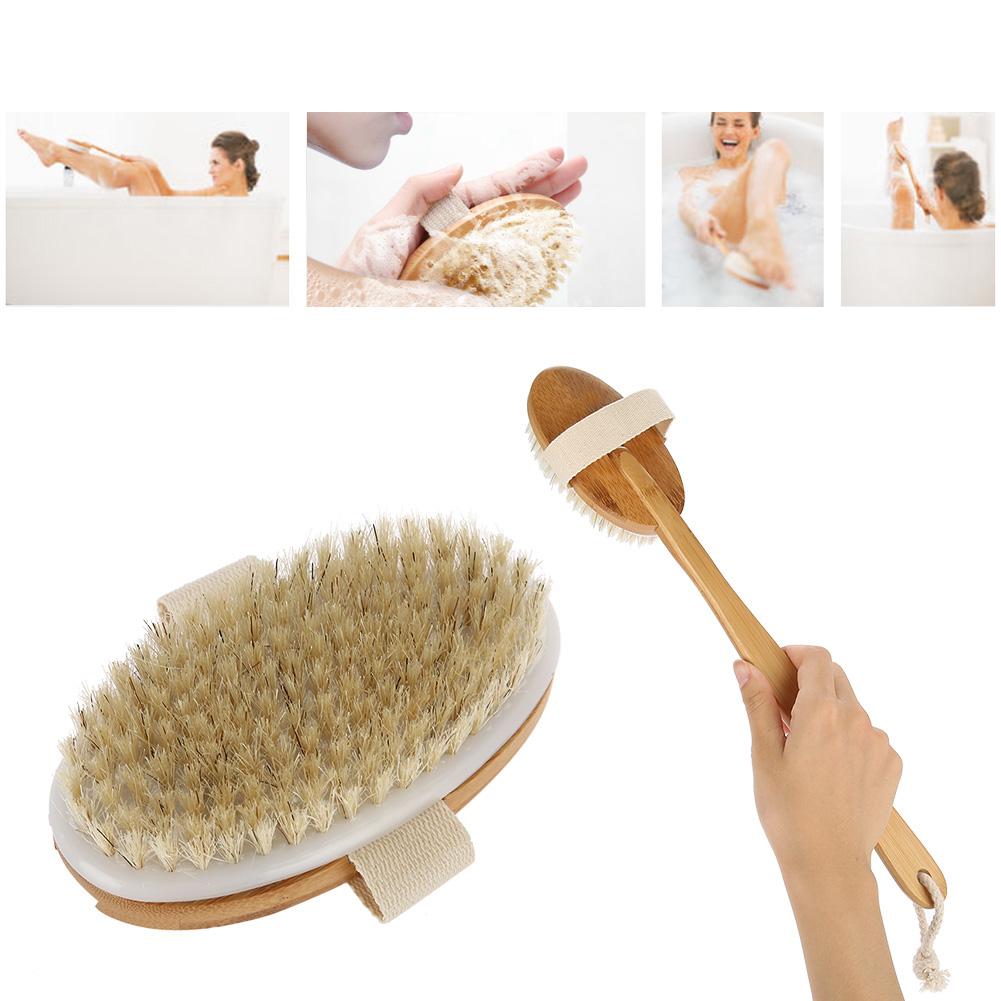Long Bath Shower Body Brush Bristles Brushing Exfoliating Skin Cleaning Care Brush Massager