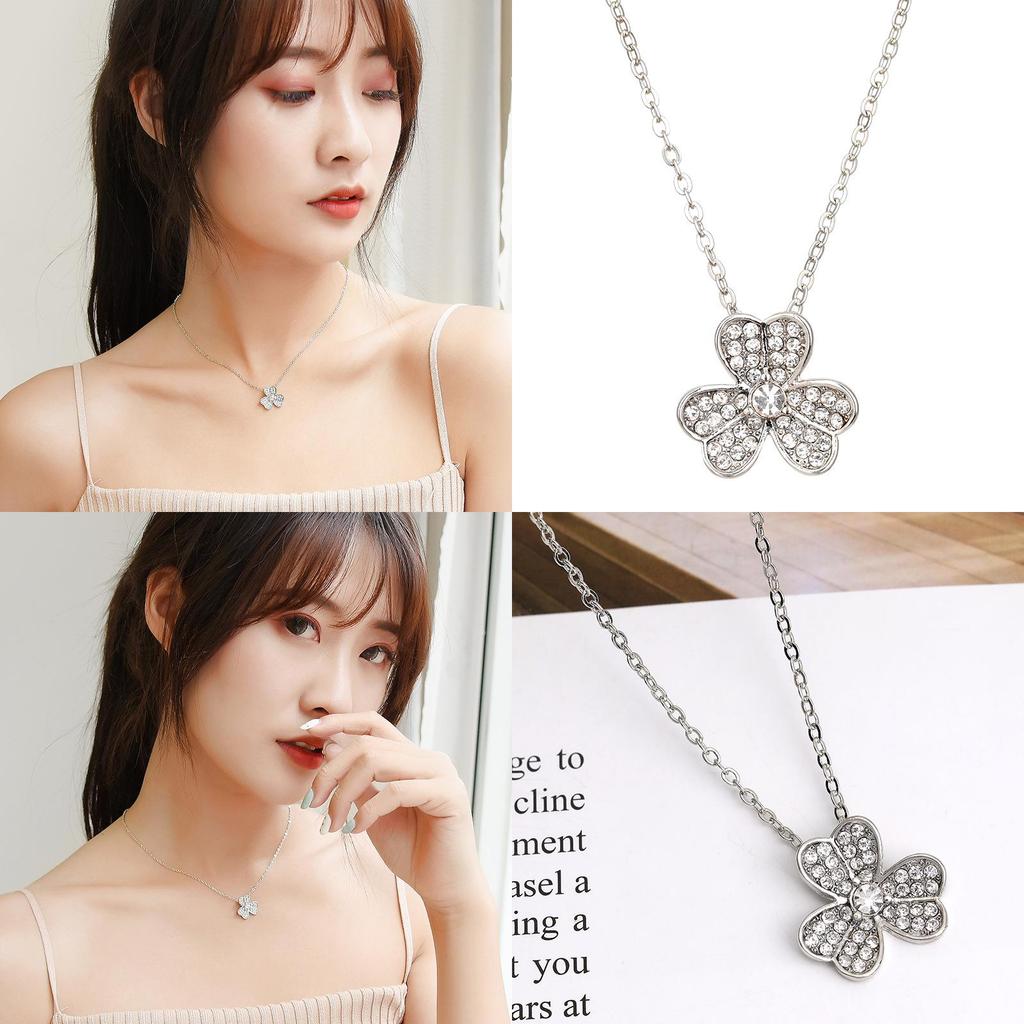 Elegancki naszyjnik z koniczynką i błyszczącym wisiorkiem z cyrkonii dla kobiet Stylowa biżuteria