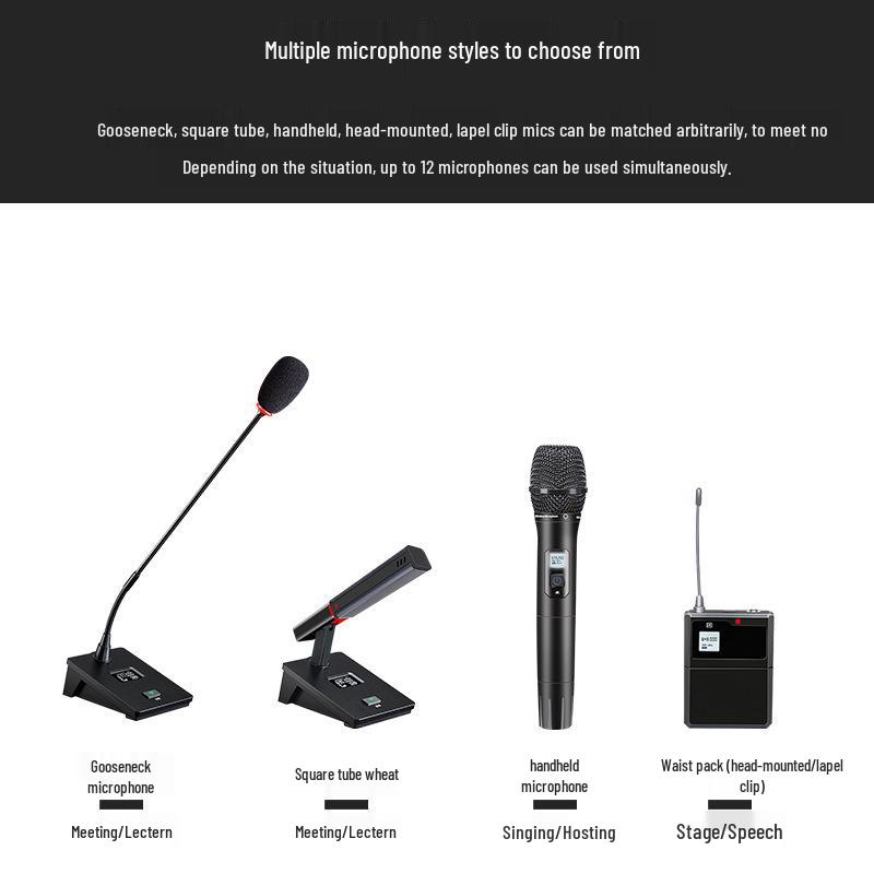 HuiDu AT-400S Long-Distance Wireless 4-in-1 Microphone System