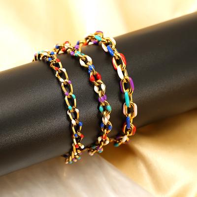 Color Dripping Cuban Bracelet, High-End Personalized Titanium Steel Unisex Bracelet