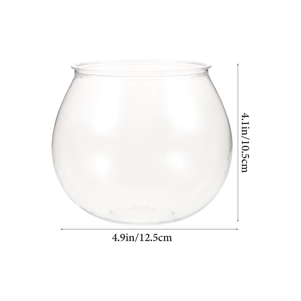 3Pcs Elegant Clear Plastic Desktop Fish Tank Globe Design Tabletop Fish Bowl Micro Landscape Container Home Office Living Room