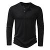 Men's Cotton Button T-Shirt Henley Neck Shirt Long Sleeve Casual Solid Color T-Shirts