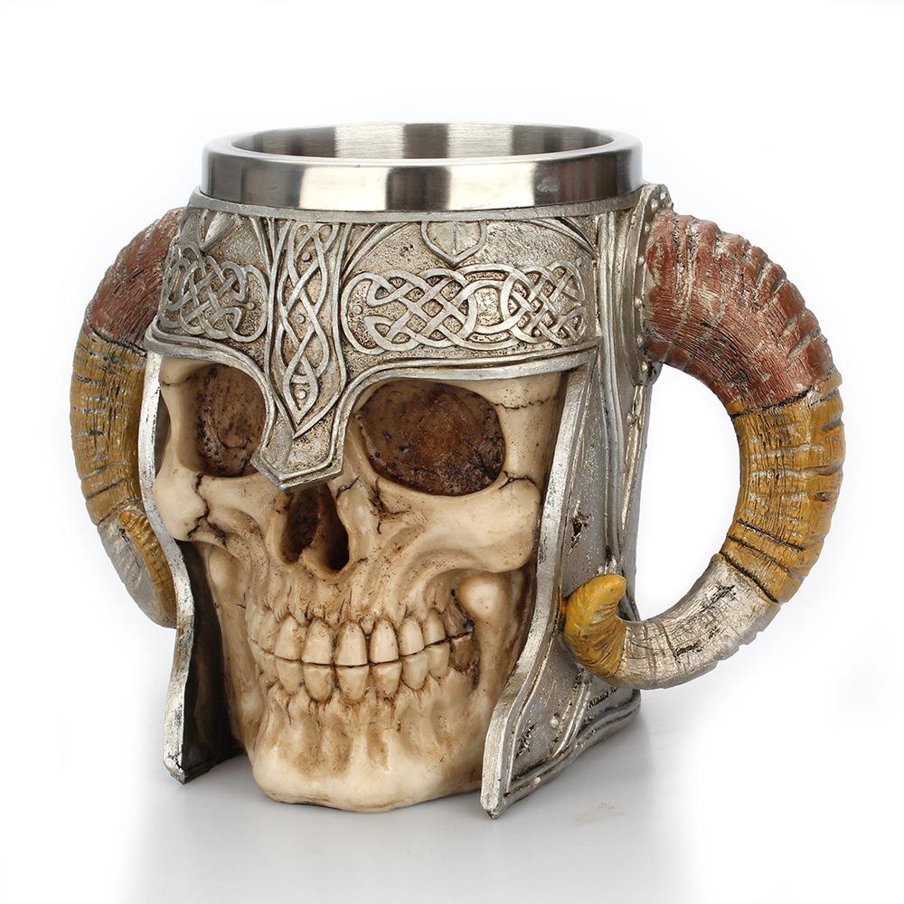 Sheep horn cup, mug, 304 stainless steel, skull mug, resin coffee cup, Christmas gift, Stocking stuffers