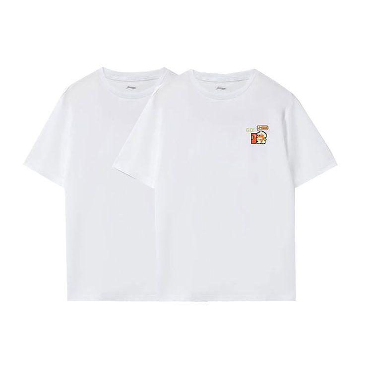 Li Ning Sports Fashion Series Cartoon Pixel Print Short Sleeve T-Shirt Unisex Tops White AHSRB36-4