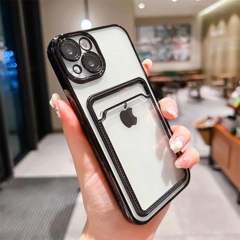Applicable To IPhone16 Mobile Phone Case Plating Card Bag Apple 15 Promax Card Case 1314 with Lens Film