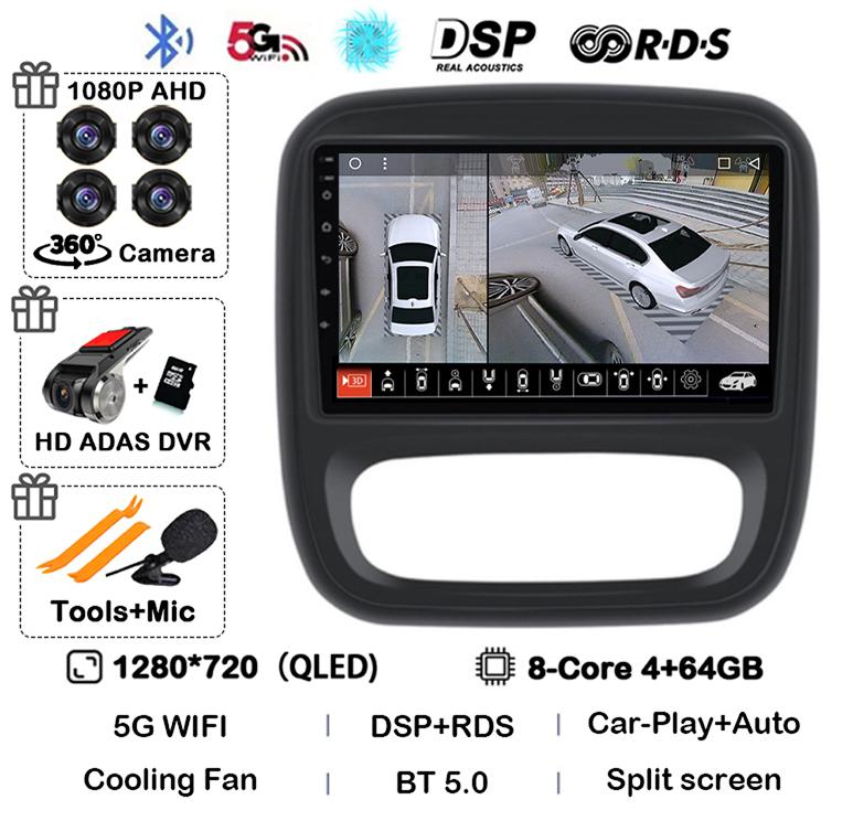 Android 14 Carplay Auto For Renault Trafic 3 2014-2021 Opel Vivaro B 2014-2018 BT Autoradio GPS Multimedia Player Stereo WIFI+4G