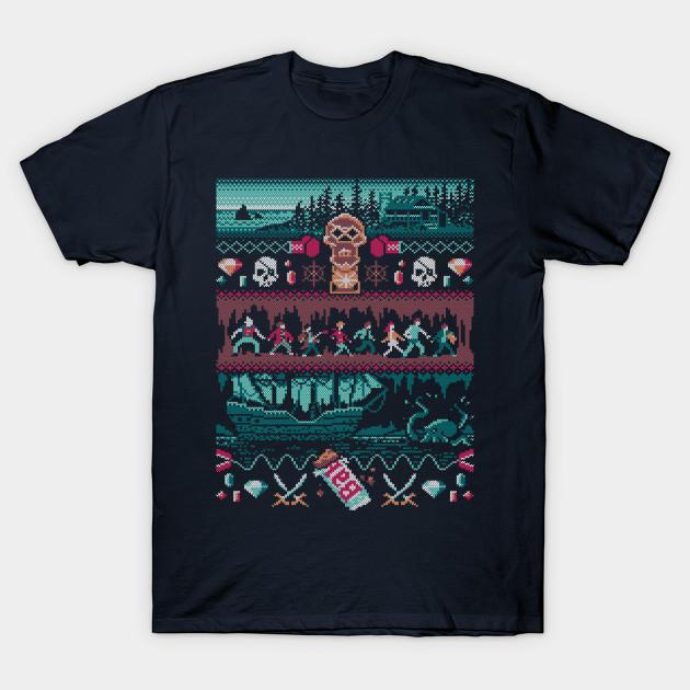 

Men Black Print T-shirt Christmas In The Goondocks No-Cut Transfer Paper Print Cotton Tshirt M тёмно-синий
