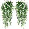 Eucalipto Artificial Colgante con Flores Blancas, Guirnalda de Hiedra de Plástico Resistente a los Rayos UV, Adecuado para Decoración Interior Exterior, Jardín, Boda, Fiesta, Ei