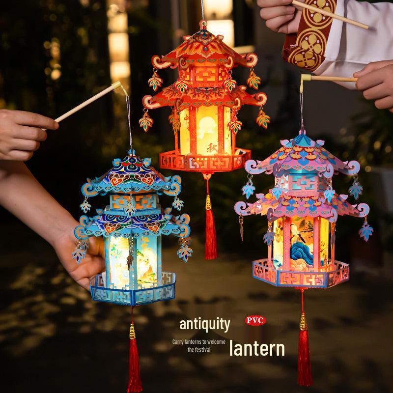 Elegant Handheld Luminous Flower Lanterns: DIY Ancient-Style Lantern Set for Kids DIY Material Pack