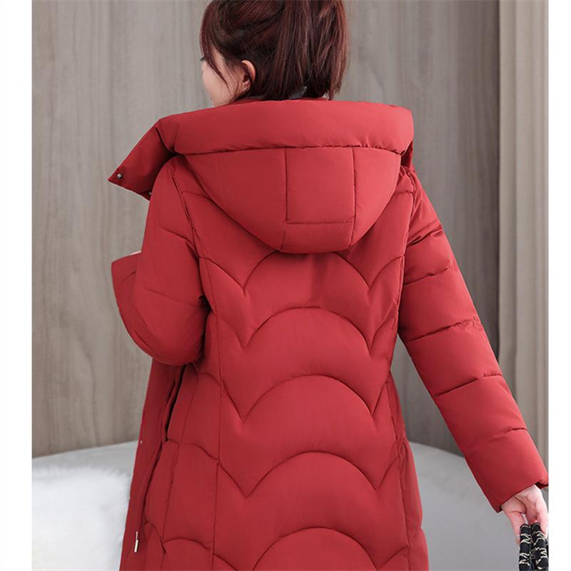 Winter Women's Thick And Warm Mid To Long Hooded Cotton Jacket M-3XL