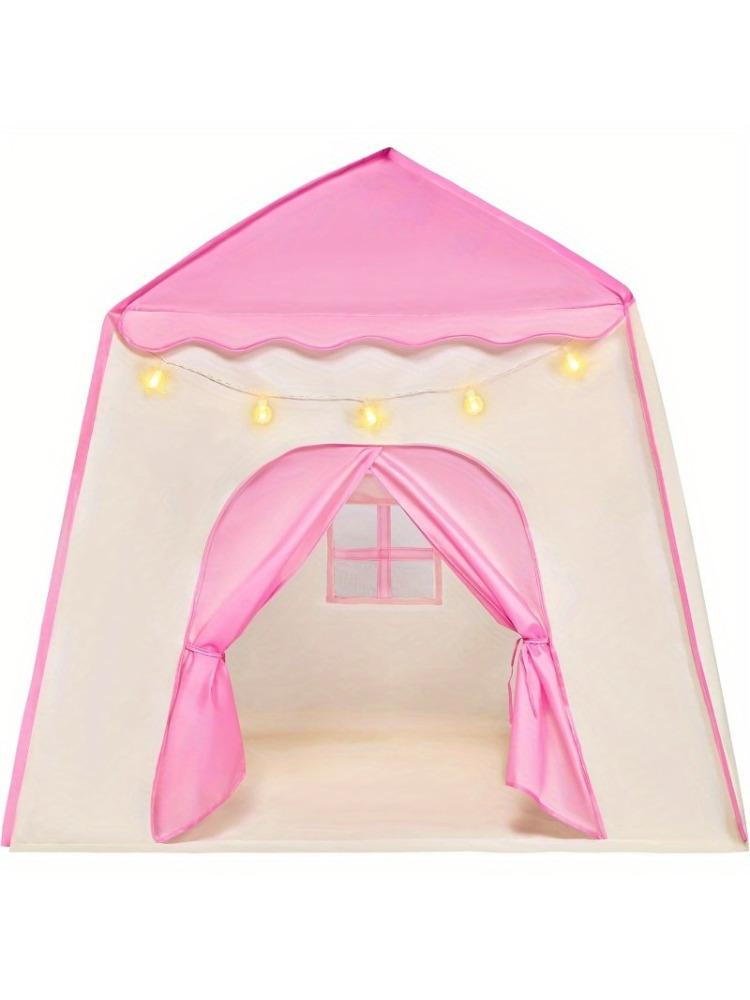 Розовый палатка-замок JOYFY для девочек со светодиодными звездами, большой игровой домик, детский игровой шатер-замок для игр в помещении и на улице