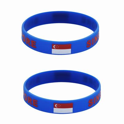 2 Stück Silikonarmbänder mit Singapur-Flagge, Sportarmbänder, Nationalflaggen, Handschlaufe für Männer und Frauen, motivierendes Gummiband, Modeaccessoires, Geschenke
