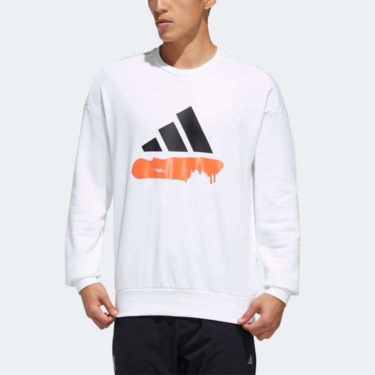 Adidas Sweatshirts Men's White Crew Neck Moderate Regular FM9406