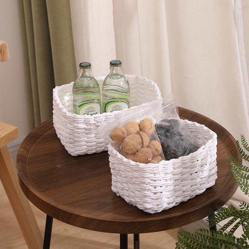 3Pcs Handmade Straw Woven Soft Round Paper Rope Storage Basket For Organizing Decorative Storage Bins Office Storage Box