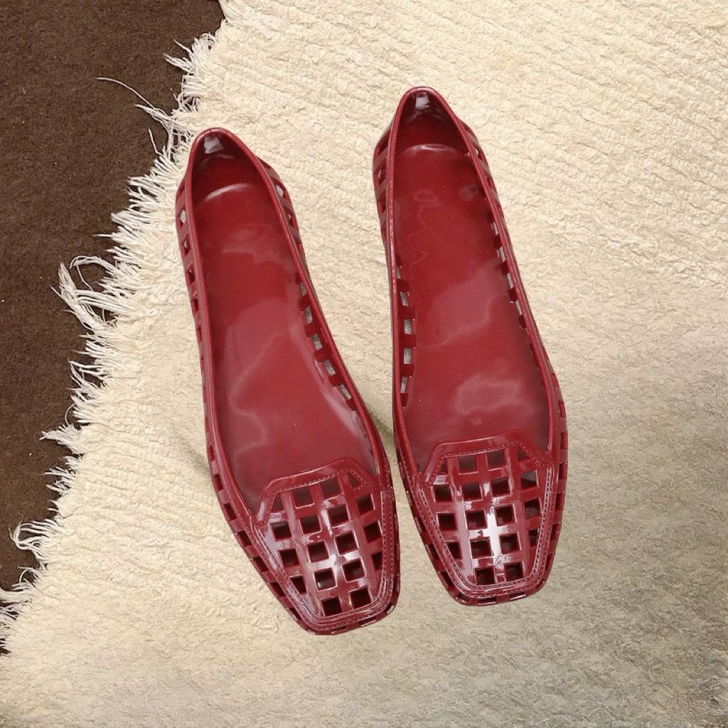 Women's Flat Bottom Sandals Korean Style Summer Beach Casual Slip-On Jelly Shoes All-Match for Diy Shoes Accessories