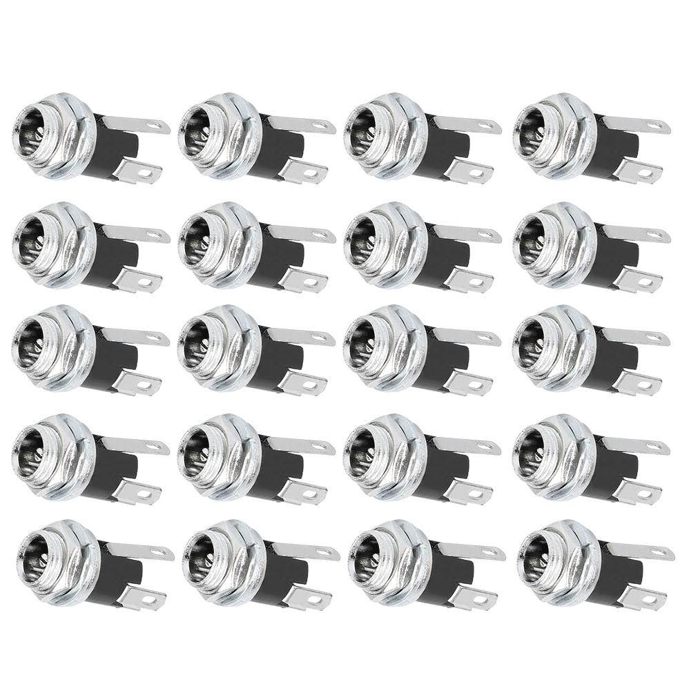 20Pcs DC Power Supply Female Jack Socket W 5.5x2.1MM Thread Nut Panel Mount Connector DC025M