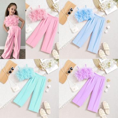 Mode Sommer Mädchen Anzüge Kleine und Mittlere Kinder Hosenträger Mesh Blume Westen Anzüge und Hosen Zwei-stück Anzüge