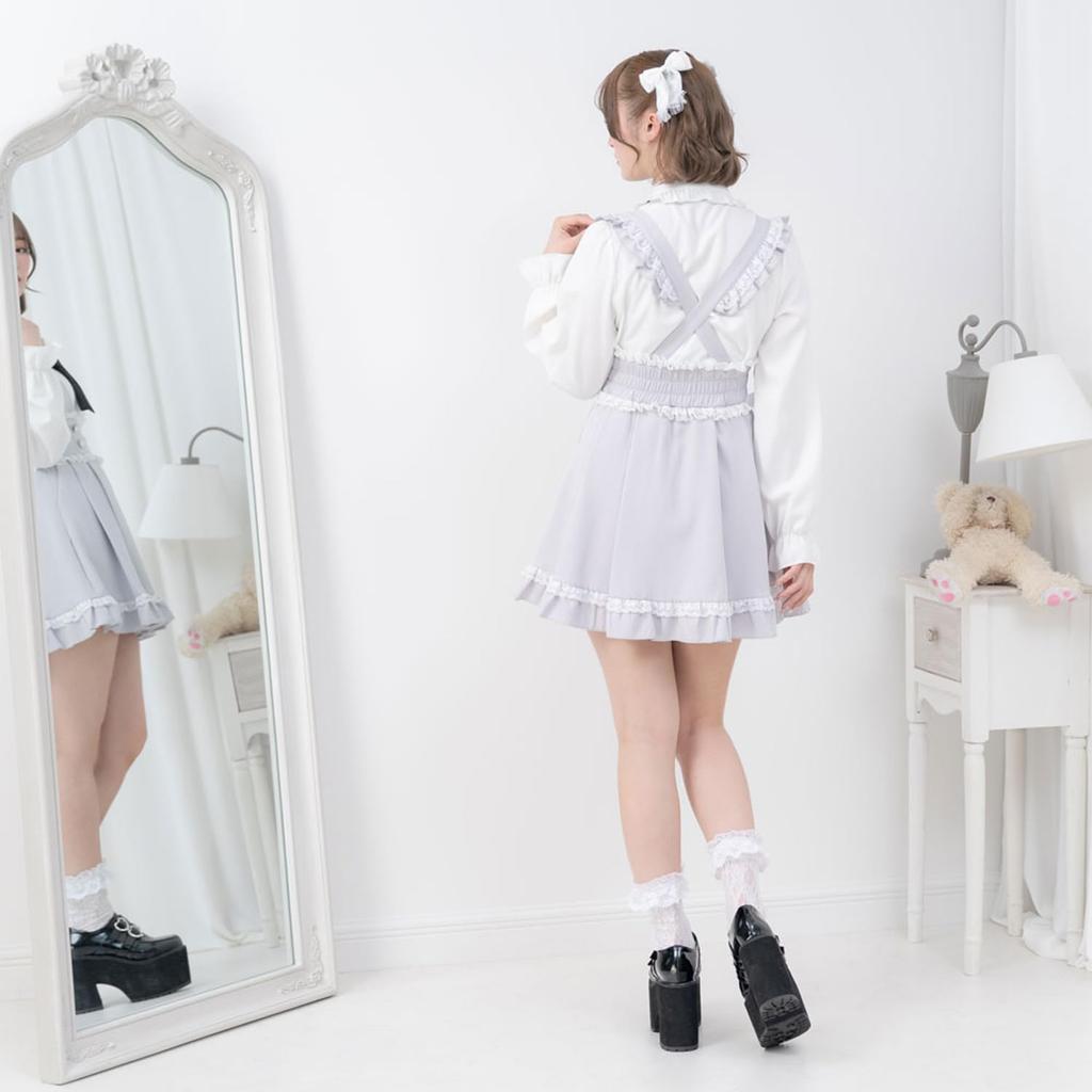 Yumetenbo Heart Jewel Lace Skirt, Mini Skirt, Flared Skirt, Women's, Mass-Produced Clothing, Landmine Style, Plus Sizes LL 3L