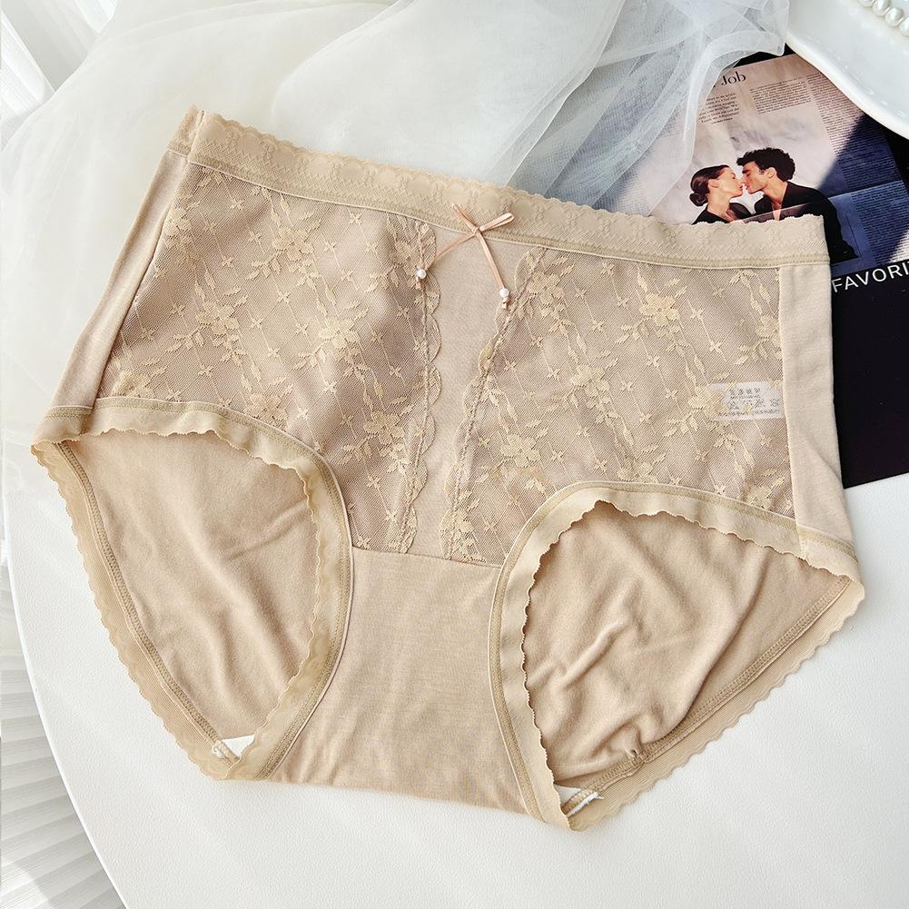 Леди Весна и Осень Бант Кружево Дворцовый Стиль Антибактериальные Средняя Посадка Трусы-треугольники One Size