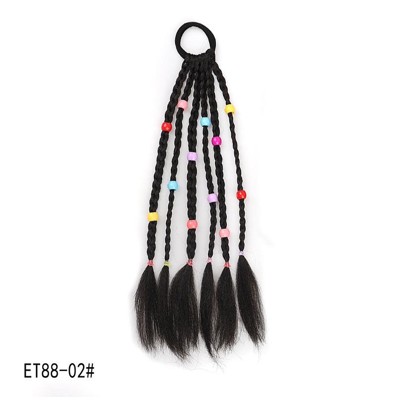 Colorful Children's Braided Wig Hair Clip with Double Ponytails