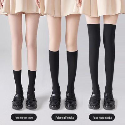 Gespleißte Strumpfhose: Falsche Oberschenkel-Einteilige Strümpfe - Nude, Über dem Knie, Frühling/Herbst Dünn, Falscher Hoher Schaft/Japanischer Schulmädchen-Stil.