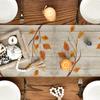 Wood Grain Gnomes Pumpkins Sunflower Leaves Fall Table Runner Autumn Thanksgiving Dresser Scarf Decor Kitchen Dining Table Decor