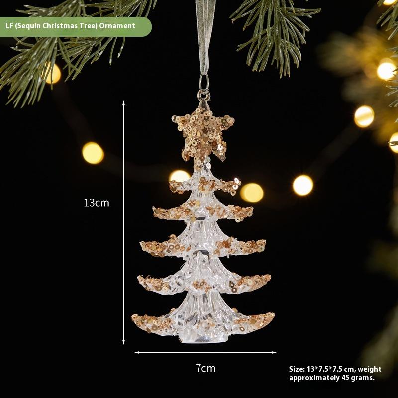 1Pcs Christmas Tree Scene Decoration Christmas Practical Sequin Acrylic Solid Color Pendant Transparent Snowflake Pendant