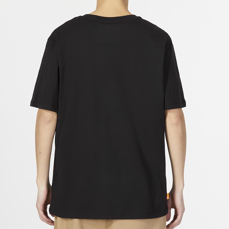Timberland Solid Color Micro Logo Sports Casual Round Neck Short Sleeve Drop Shoulder T-Shirt Men Tops Black A6DKU-001