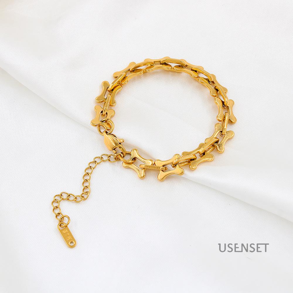 Retro Geometric O-Shape Stainless Steel Chain Bracelet & Necklace