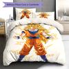 Dragon Ball Super Muster Bettwäsche, Steppbett Set Bettbezug Kissenbezug Zuhause Geburtstagsgeschenk (1 Bettbezug + 2 Kissenbezüge, ohne Füllung)