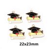 10Pcs Enamel Graduation Hat Charms Pendant for Necklaces Earrings DIY Jewelry Making Decorations Accessories Findings