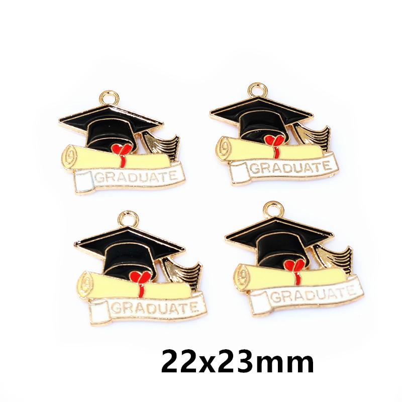 10Pcs Enamel Graduation Hat Charms Pendant for Necklaces Earrings DIY Jewelry Making Decorations Accessories Findings