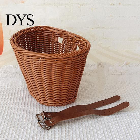 Braided Bicycle Basket Large Capacity Strong Load-bearing Universal Simple Hand-woven Children Bike Installation Hand-Woven Imitation Rattan Handlebar