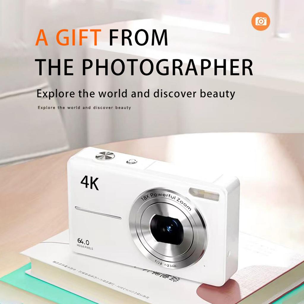 4K 30FPS Digital Camera 64MP Digital Video Camera 2.4 Inch Screen 18X Digital Zoom Built in Battery for Teens Students