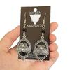 Silver Moth Black Stone Retro Pendant Earrings