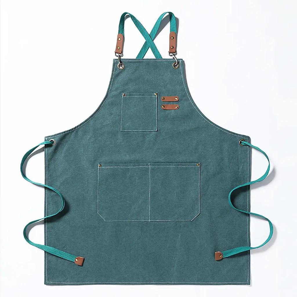 Grembiule Spesso in Tela da Cucina Per Donna Uomo Impermeabile Resistente alle Macchie Con Tasche Grembiule da Cucina Grembiule da Lavoro per Falegnameria Pittura
