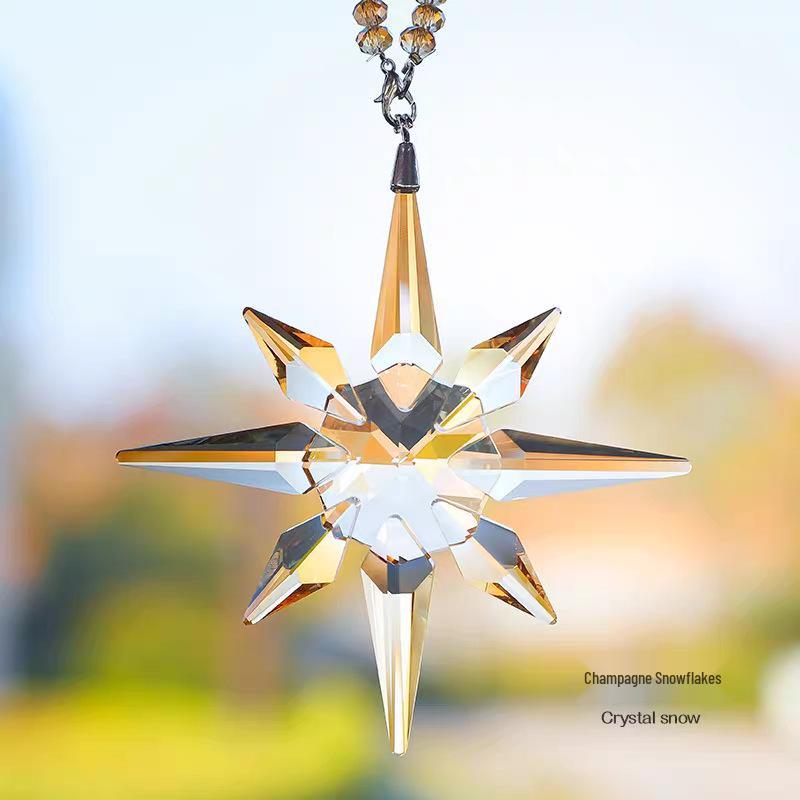 Goddess Style Crystal Snowflake Car Mirror Pendant - High-End Interior Ornament