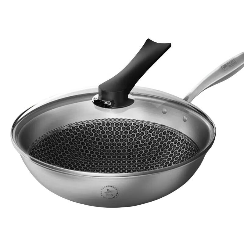 Kangbazi 304 Stainless Steel Honeycomb Non-Stick Wok
